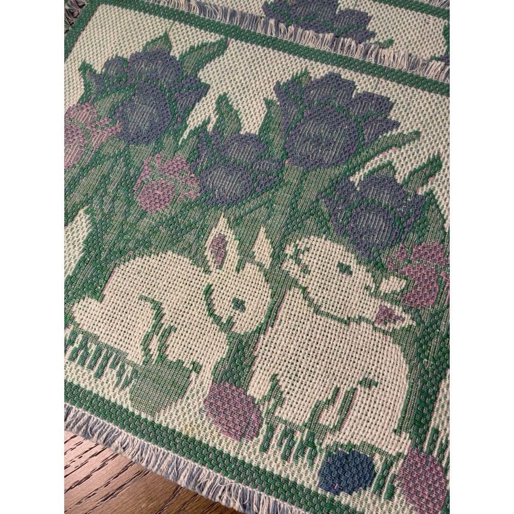 Park B Smith Bunny Rabbits & Easter Tulips (4) Needlepoint Tapestry Placemats - Picture 3 of 7